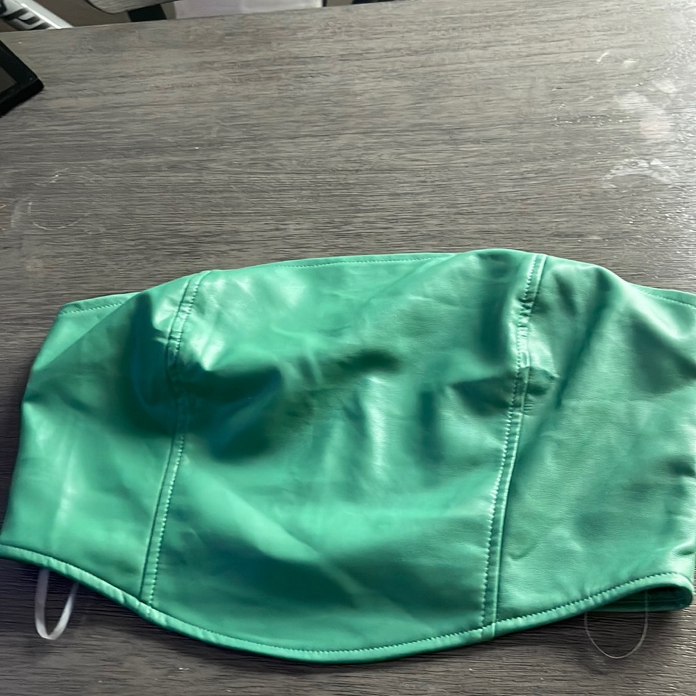 Green zip up tube top